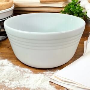 Pyrex Hamilton Beach VTG White Milk Glass #8 Bowl For Stand Mixer 4 Stripe